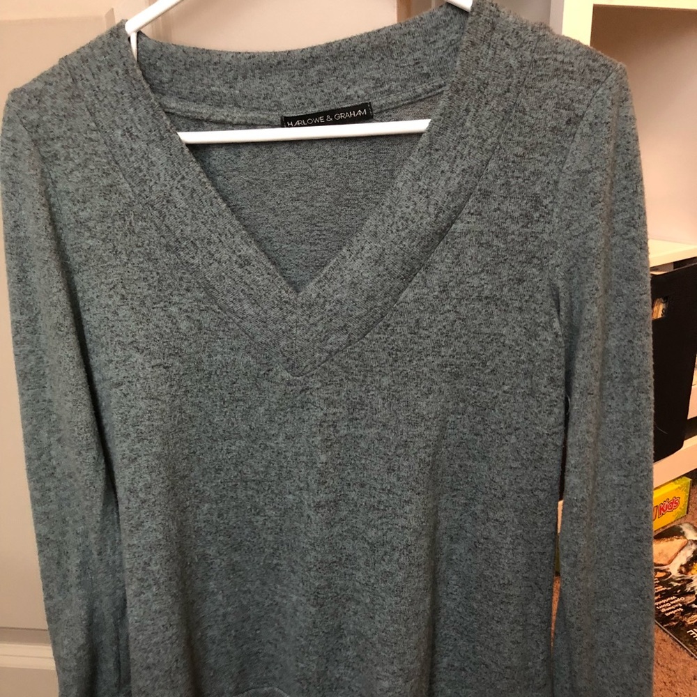 light blue v-neck sweater